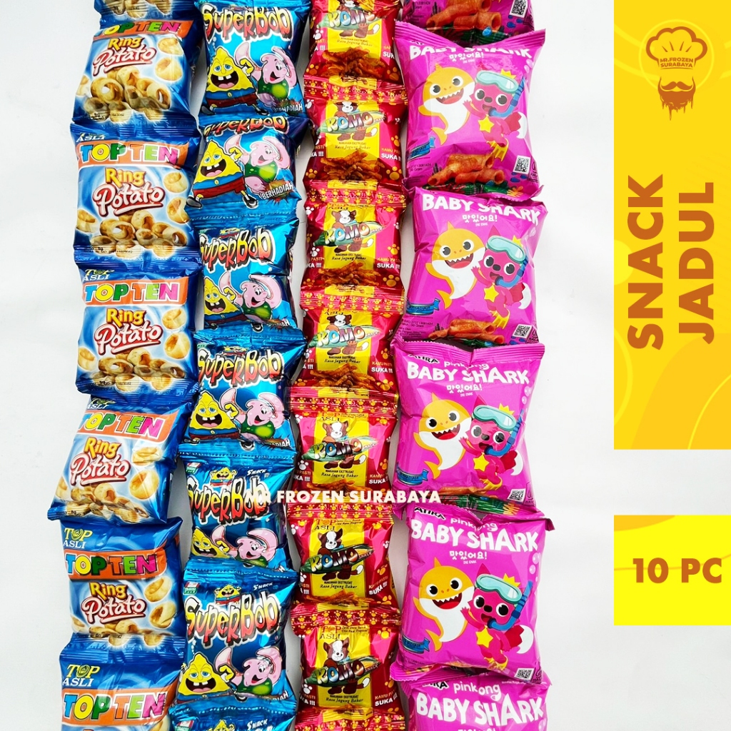 

Snack Jadul Berhadiah Baby Shark Superbob Topten Keripik Jagung Komo