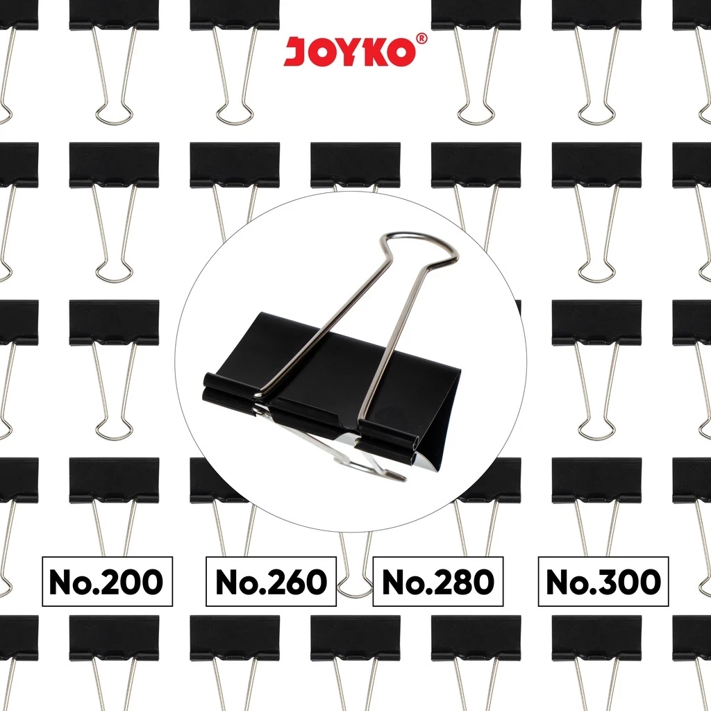

JOYKO Binder Clip Penjepit Kertas Warna Hitam No. 200 / 260 / 280 / 300 / 320