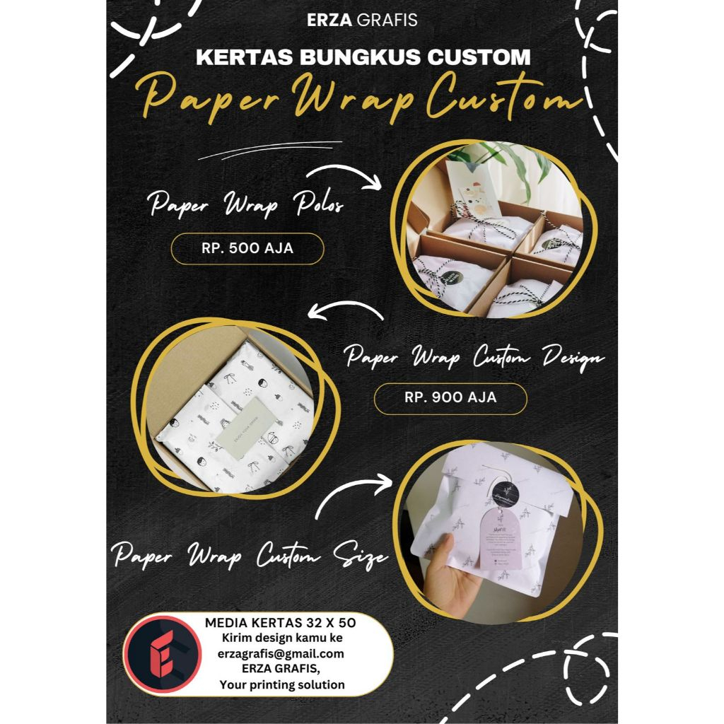 

Kertas Bungkus Custom/Kertas Paket Online/Kertas Wrap Custom/Paper Wrap Custom