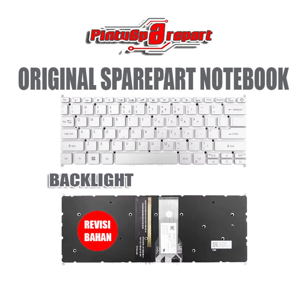 (Genuine With Backlight) Keyboard Silver Original Acer Swift 3 SF314-41 SF314-41G SF314-51 SF314-51G