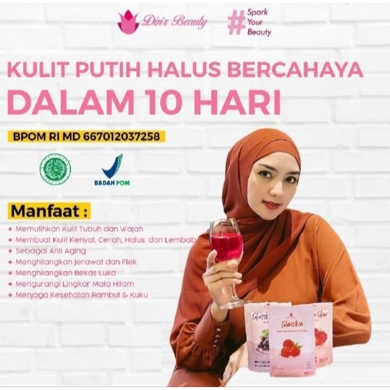 Glasskin glow Din'z beauty minuman kolagen pemutih kulit badan dan wajah