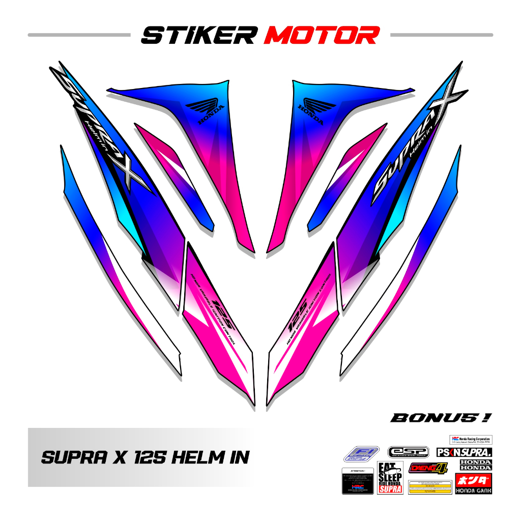 SP103 Striping Stiker Motor Supra X 125 Helm In 2010 2011 Variasi Sticker Motif Line Racing laminasi