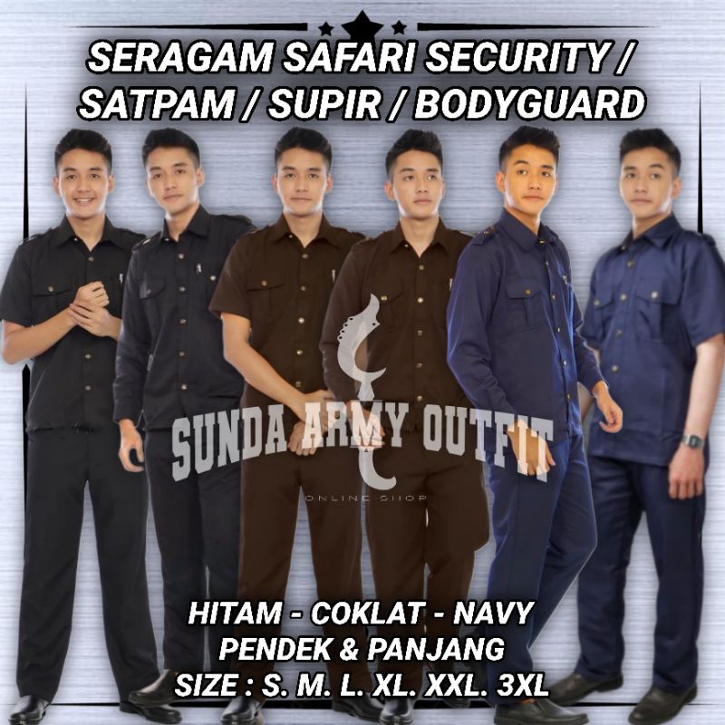 SERAGAM SAFARI SECURITY,SERAGAM SAFARI SATPAM TERBARU, BAJU SAFARI SECURITY PANJANG, BAJU SAFARI SAT