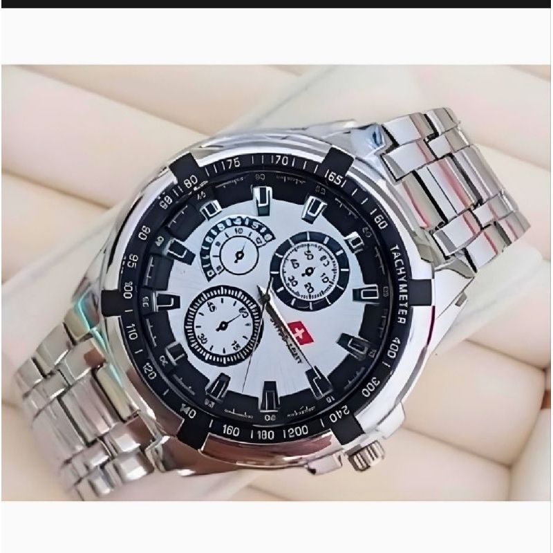 PROMO ( COD ) JAM TANGAN RANTAI PRIA DEWASA SPORTY KEREN COWOK TERBARU warna putih