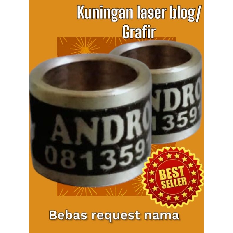 10 biji Ring Merpati Kuningan Grafir Request Custom Nama
