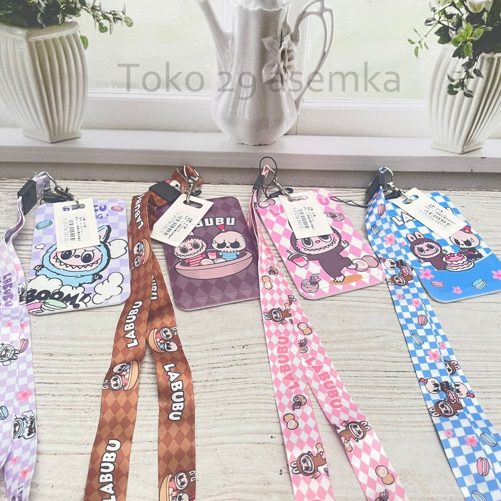 

LANYARD KARTU NAMA LABUBU MN-1499 POPMART THE MONSTER TASTY MACARONS ID CARD NAME TAG CARDHOLDER