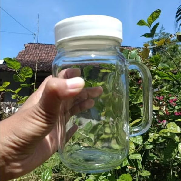Musangjantan112 Mug Jar Tutup Plastik 600Ml Drinking Jar With Lid Gelas Jar Tutup