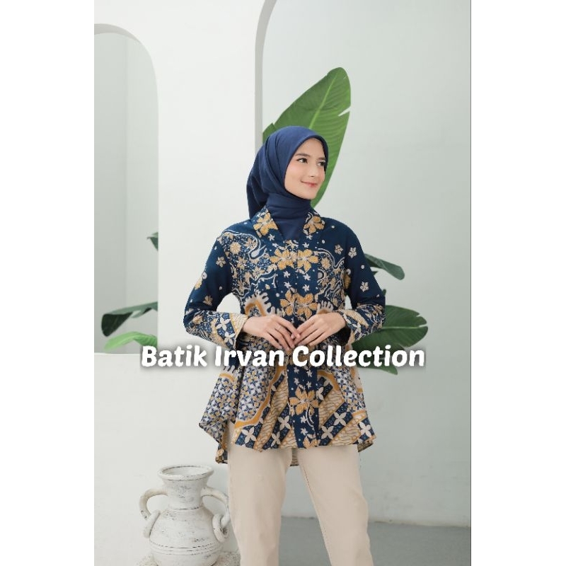 BATIK WANITA MODERN BATIK LENGAN PANJANG MOTIF BLUS KEJORA BLUS BATIK SIZE S,M,L,XL,XXL,3XL