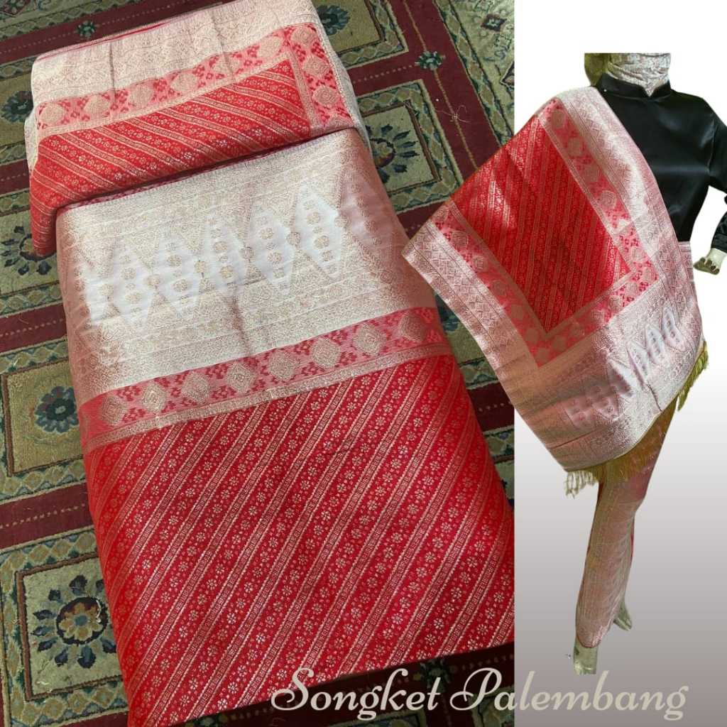 Dian Songket - Kain Songket Palembang Pulir Kandang ATBM - Set Selendang Kebaya Pesta Kondangan Mewa