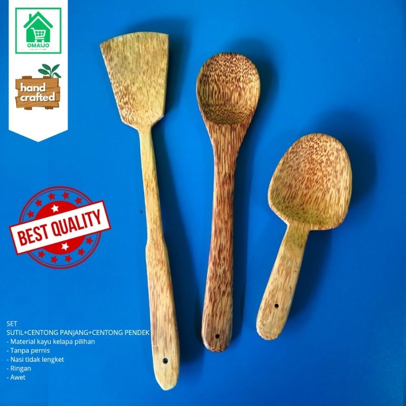 Set Centong Sutil Kayu / Centong Kayu Kelapa / Centong Kayu Klasik / Sutil Kayu Murah