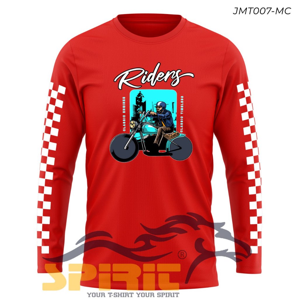 Baju Pengendara Motor Custom Classic Kaos Rider Motor Custom Club Lengan Panjang Katun 24s All Color