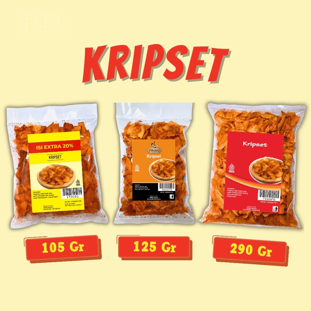 

[MAKANAN RINGAN] Keripik Setan Kripset Keripik Singkong Kriwil Pedas Gurih 105gr/125gr/290gr