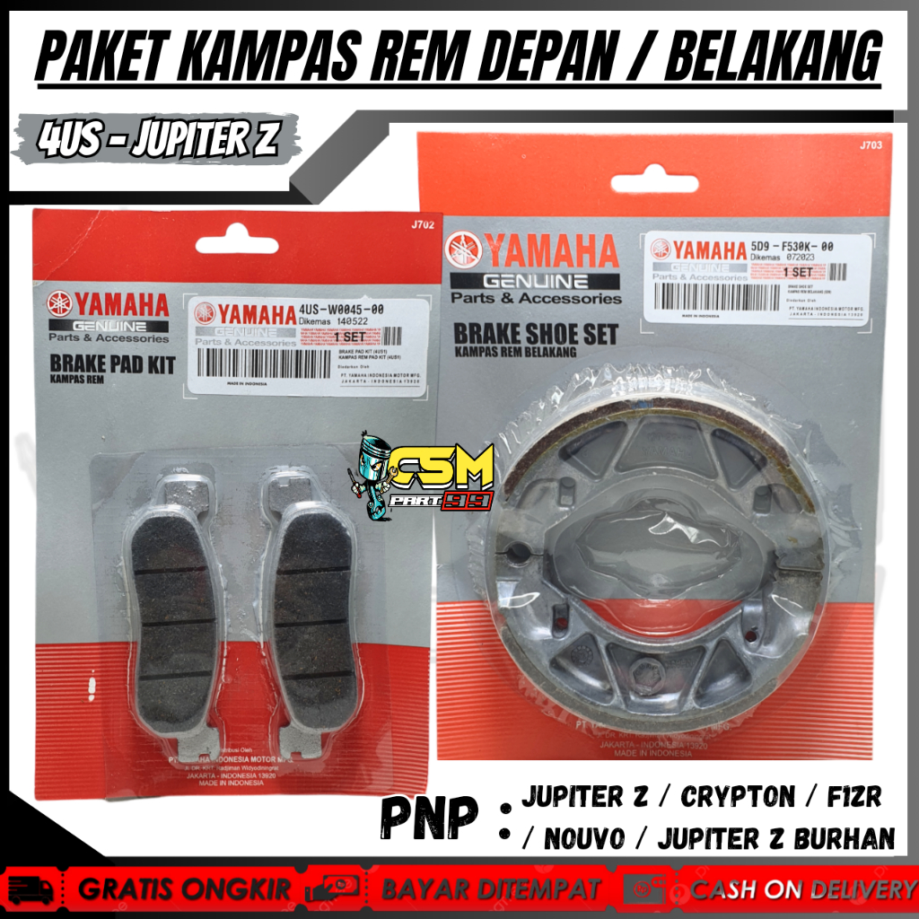 (YAMAHA 4US/5D9) KAMPAS REM CAKRAM DEPAN + BELAKANG JUPITER Z BURHAN