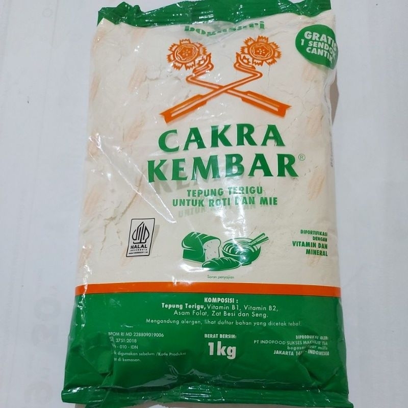 

(1KRT) Tepung Terigu Cakra Kembar Bogasari 1Kg/12pcs