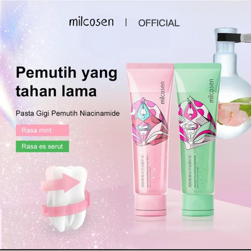 (BELLOVA) MILCOSEN niacinamide whitening  tothpaste gigi putih permanen /BYZOE 5IN1 FACE PEELING MAS