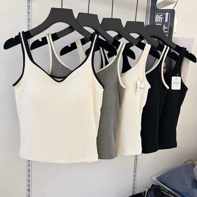 LL simple knit inner with cup bra tank top