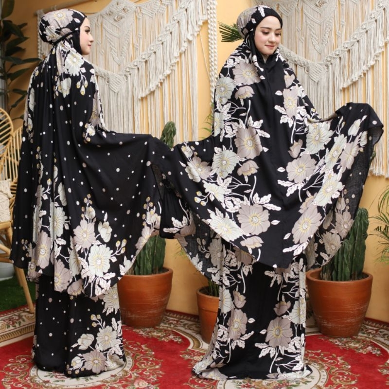Mukena Bali Rayon Jumbo Terlaris Motif Mawar Zadda Series