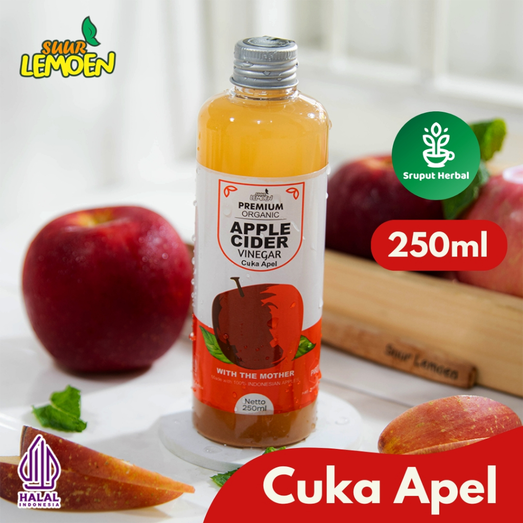 

Cuka Apel Suur Lemoen - Apple Cider Vinegar 250 ml - Cuka Apel Premium Organic With The Mother - Sruput Herbal