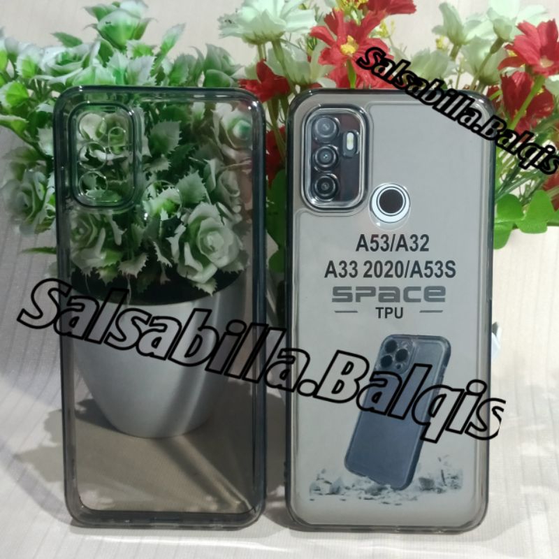 SLIKON CASE CASING CLEAR HITAM / BLACK OPPO A53 A33 A32 A53S SOFTCASE SPACE CLEAR BLACK TRANSPARAN S