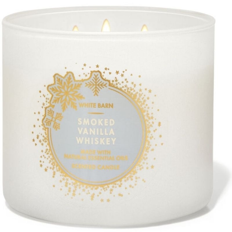 BBW SMOKED VANILLA WHISKEY 3 WICK SCENTED CANDLE 411 G PENGHARUM RUANGAN