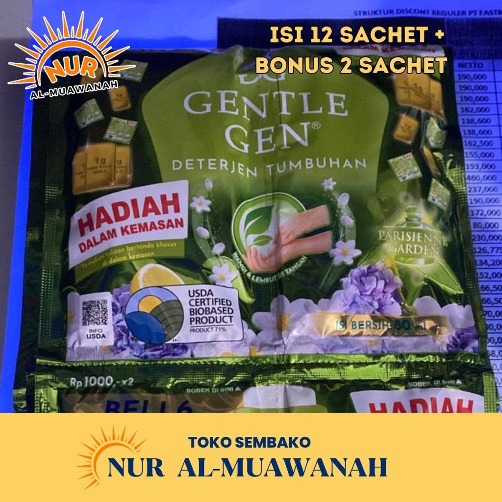 GENTLE GEN Deterjen cair - isi 14 sachet