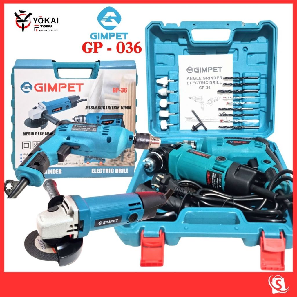 PAKET BOR GERINDA GIMPET FREE KOPER Gerinda dan bor - paket pertukangan - power tools - mesin bor