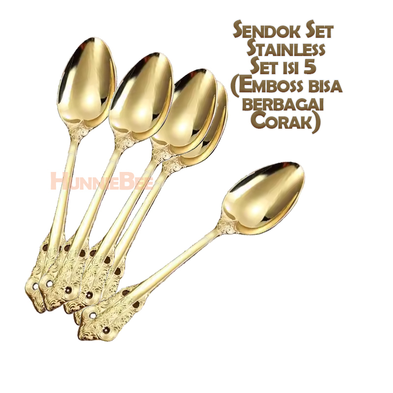 Sendok Makan Stainless Steel Emboss Warna Golden