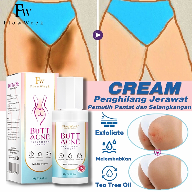 Flowweek 2 in 1 Krim Penghilang Jerawat Bokong | Krim Pemutih untuk Selangkangan / Pantat / Miss V /
