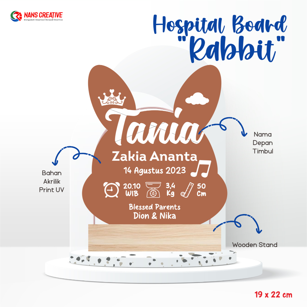 HOSPITAL BOARD BABY BORN AKRILIK | HOSPITAL BOARD AKRILIK