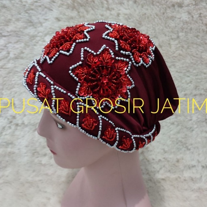 Super Puas Kerpus topi kupluk hijab ibu turban haji emak ciput payet Songkok topi nenek kupluk fashi