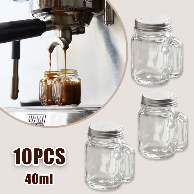 10pcs Gelas Kaca Mini 40ml Gelas Mini Estetik Mini Mug With Handle Gelas Sloki Mini For Minuman/Teh/