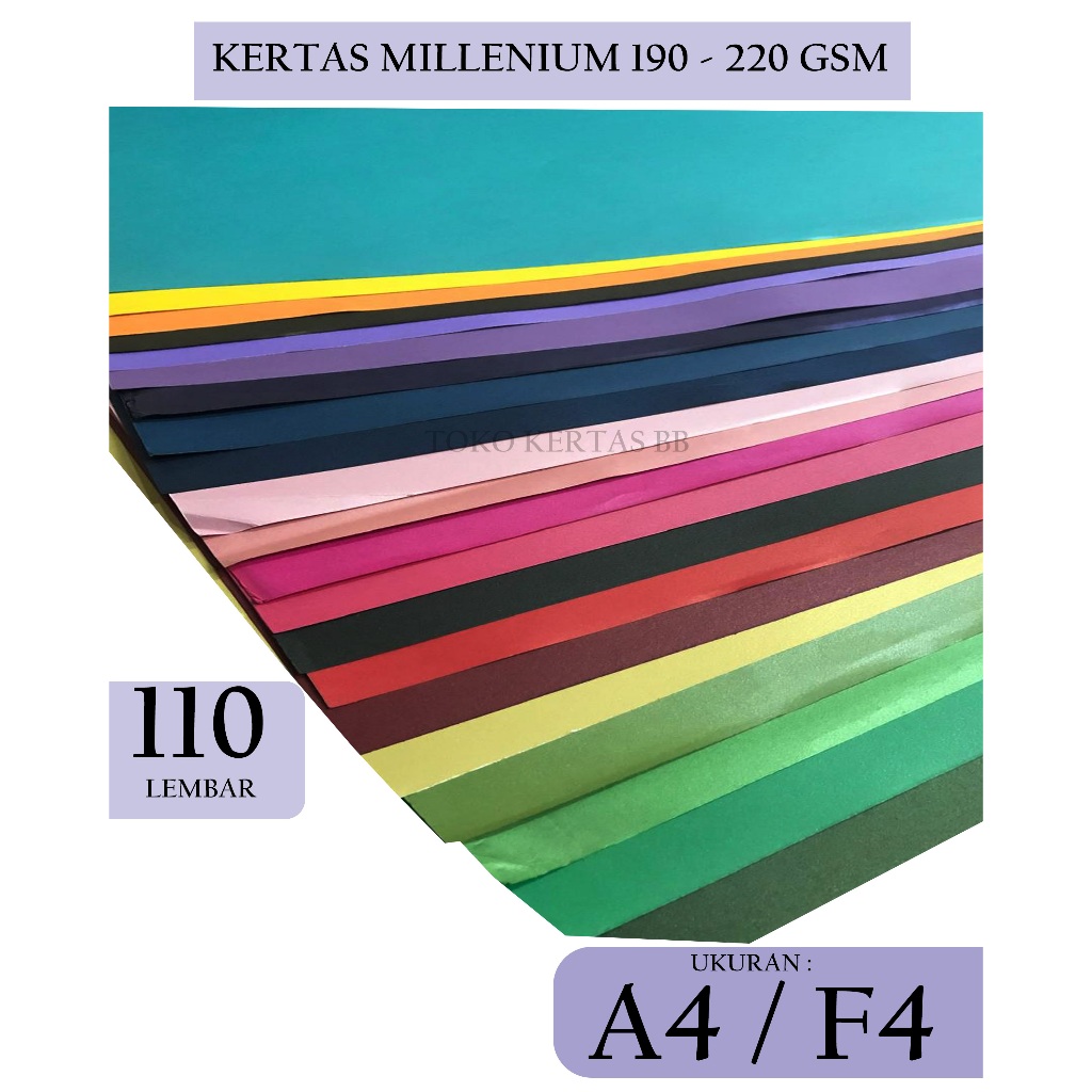 

KERTAS JASMINE/ KERTAS MILLENIUM 190 - 220 GSM UKURAN A4 / F4 , ISI 110 LEMBAR
