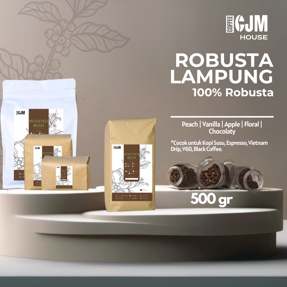 

500Gr Pure Robusta Lampung | CJM Coffee House | Kopi Premium Super Asli | Kopi Robsuta Premium Asli