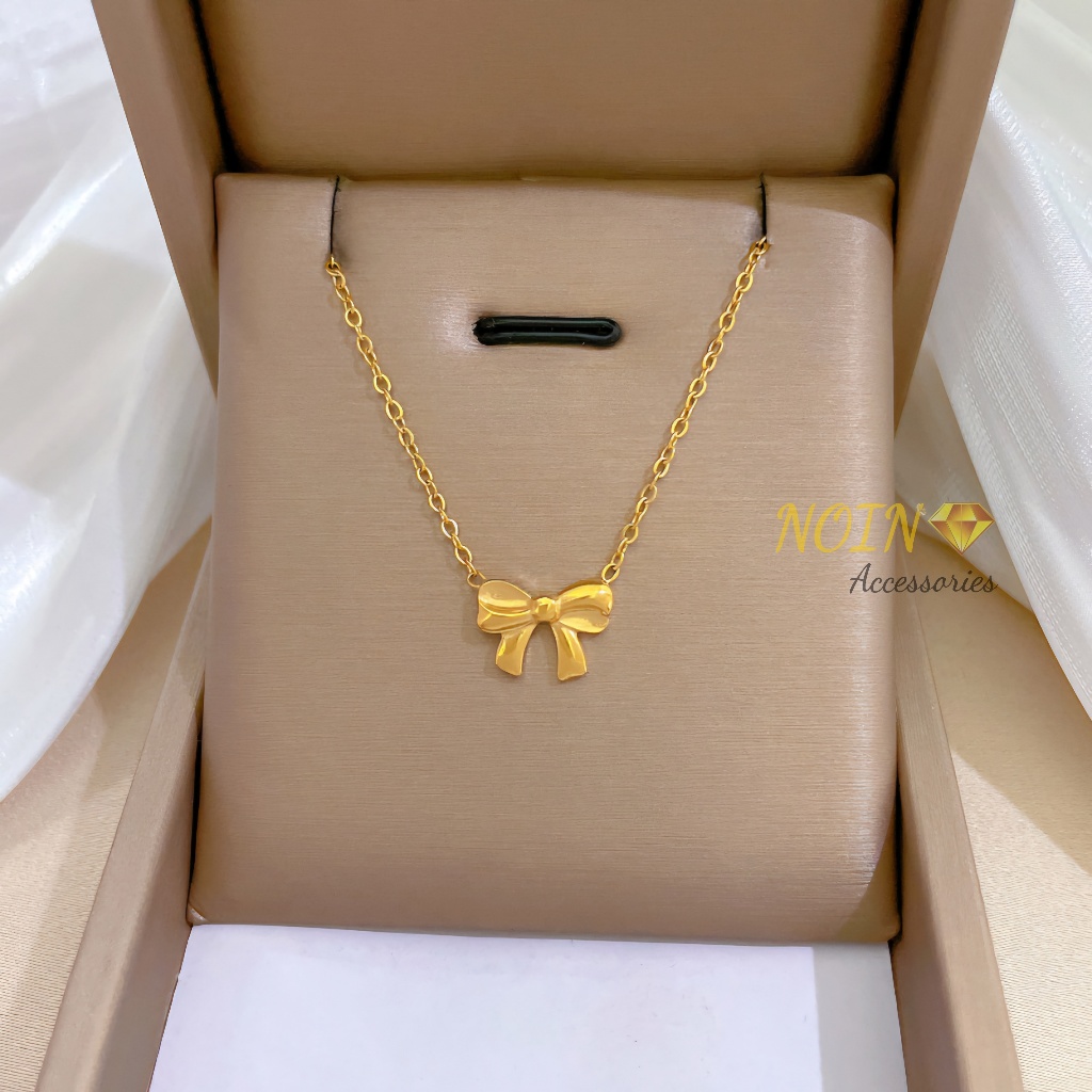 Kalung Titanium Pita Simple Anti Karat Kalung Wanita Korea Gold