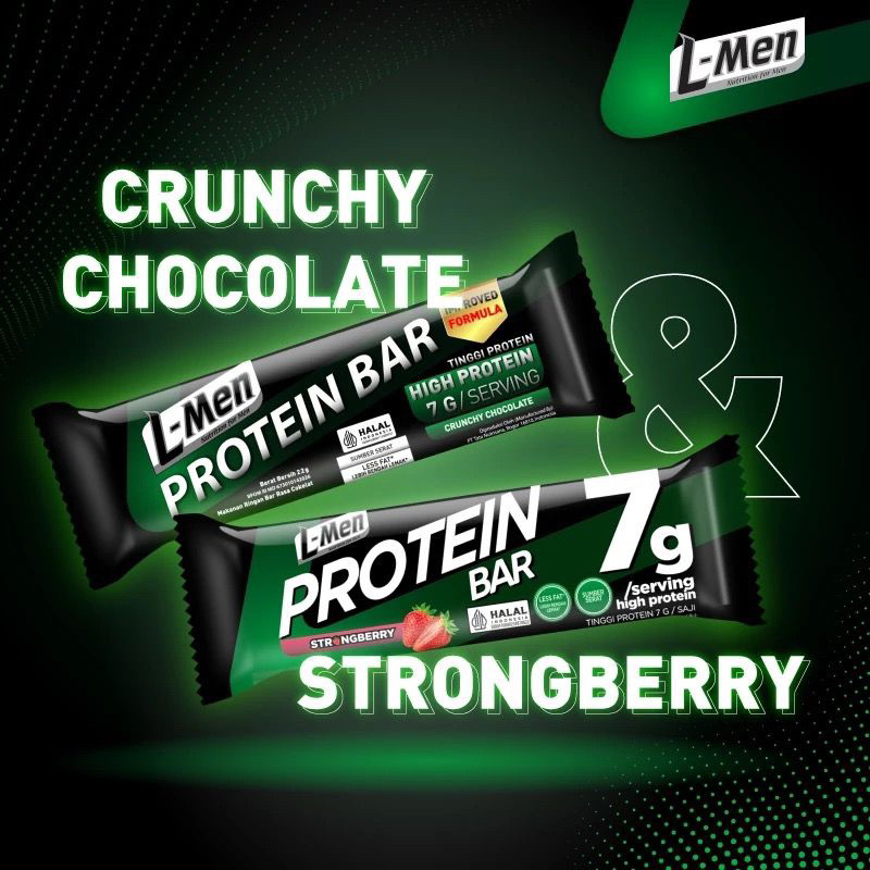 

L-Men Protein Bar Strongberry Sachet - Camilan Rendah Lemak Tinggi Protein Rasa Strawberry