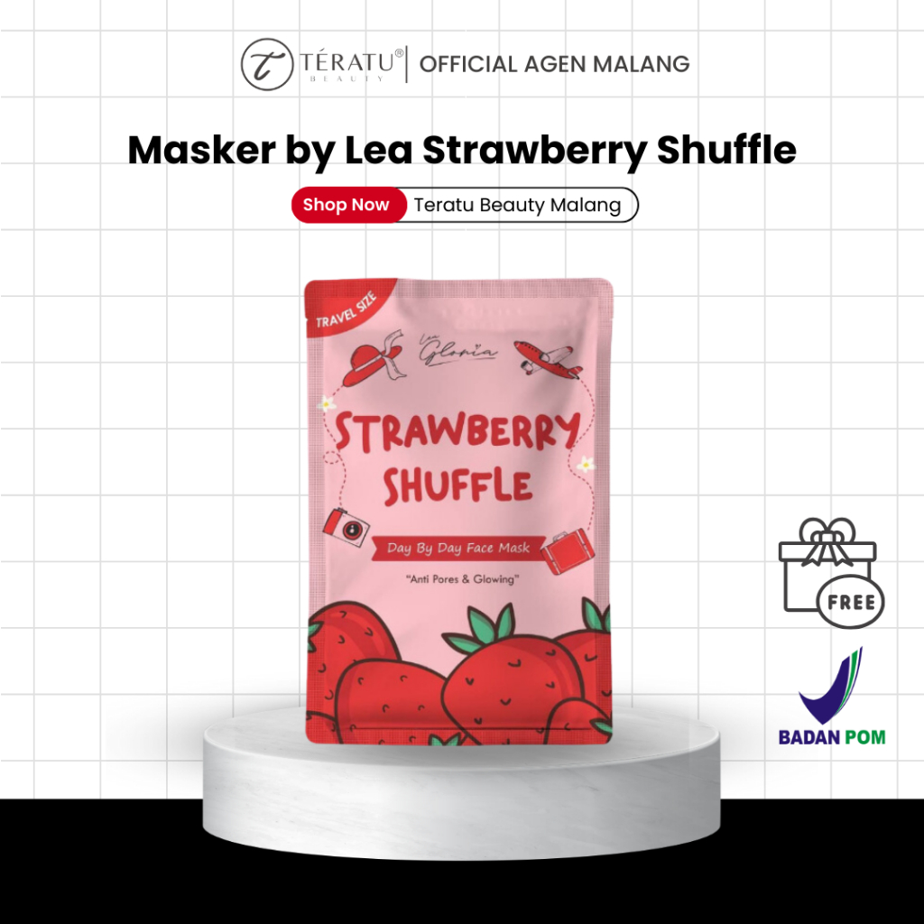 DAY BY DAY FACE MASK STRAWBERRY SHUFFLE  BY LEA GLORIA MASKER ORGANIK 100% ORIGINAL BPOM