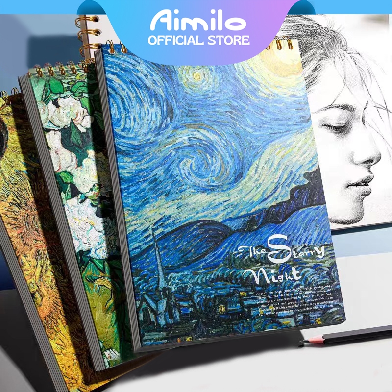 

Aimilo Sketchbook A4 Buku Gambar Vertikal Jilid Spiral Aesthetic Buku Sketsa 45 Lembar