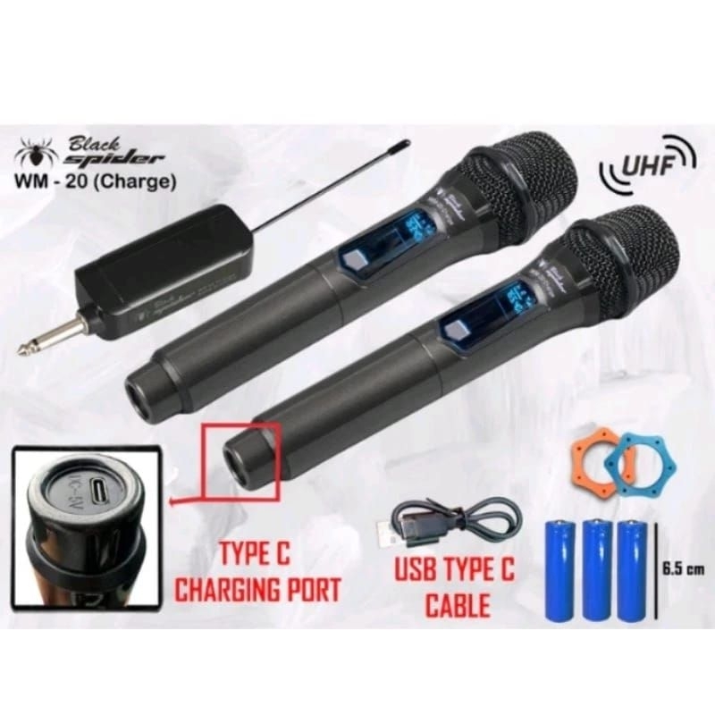 MIC WIRELESS BLACK SPIDER WM - 20 CHARGE ORIGINAL