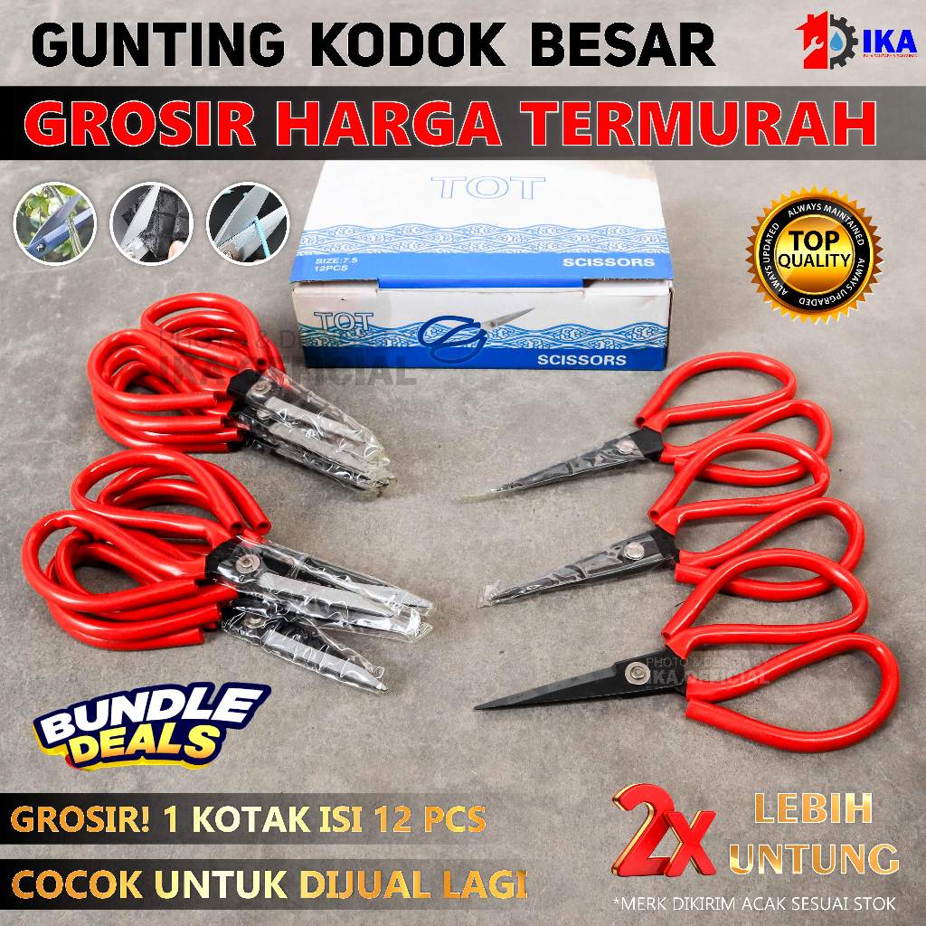 

1 Box Grosir Gunting Kodok (Bahan kain) / GUNTING KAIN KODOK KERTAS SERBAGUNA / Gunting kodok 8"/ Gunting kain / Gunting Karton / Gunting serbaguna / GUNTING BESAR SCISSORS GUNTING KERTAS SERBAGUNA (1 BOX 12 PCS)