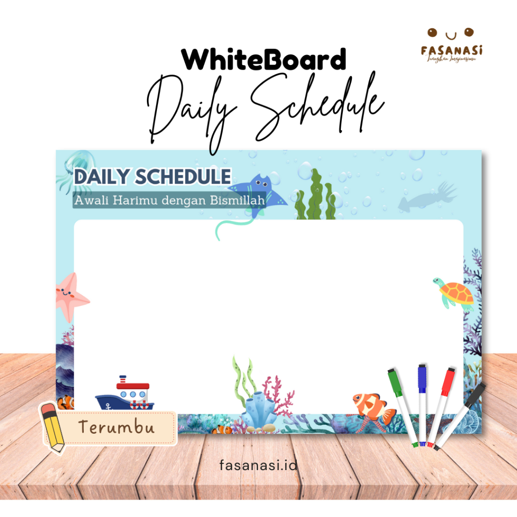 

Daily Schedule [ Terumbu Karang ] Whiteboard Art Carton A3+ Papan Tulis lucu unik Free Spidol