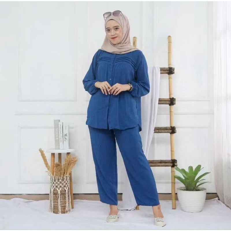 ONE SET WANITA DEWASA TERBARU 2024 VIRAL DAN KEKINIAN ///ONE SEET  KATUN RAYON PREMIUMSETELAN Leher 