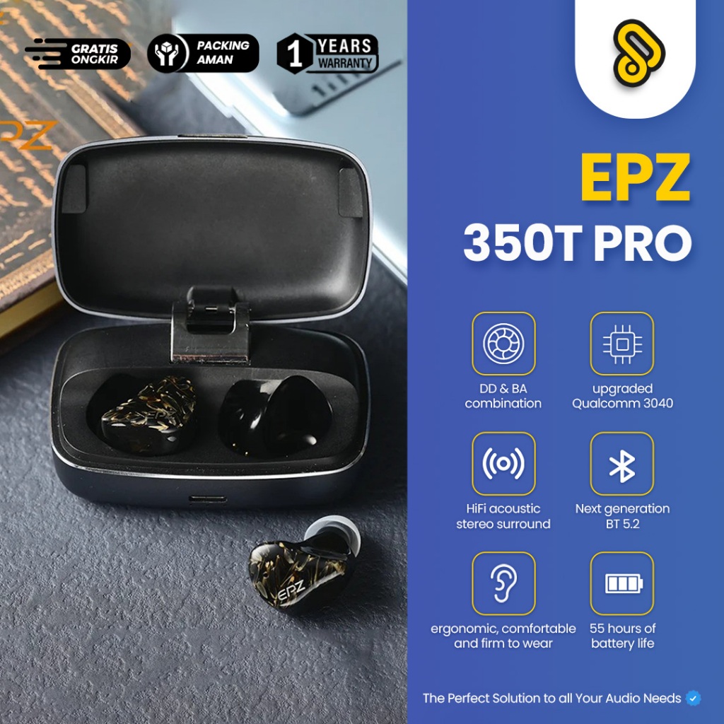 EPZ 350T Pro Bluetooth 5.2 IPX7 Waterproof and Sweatproof Gaming True Wireless Earphones TWS