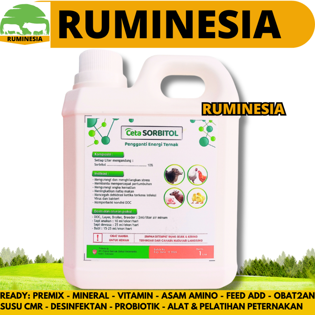 PROMO CETA SORBITOL 1 LITER - Pengganti Energy Ternak Sapi Kambing Babi - Suplemen Penambah Energi