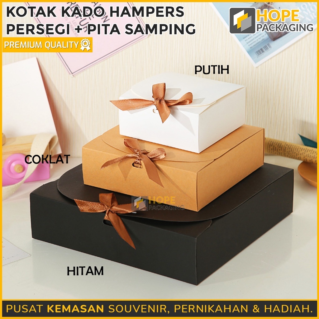 

Kotak Kado Persegi + Pita Samping / Kotak Hadiah Hampers / Box Hadiah / Box Kado / Dus Box Hampers