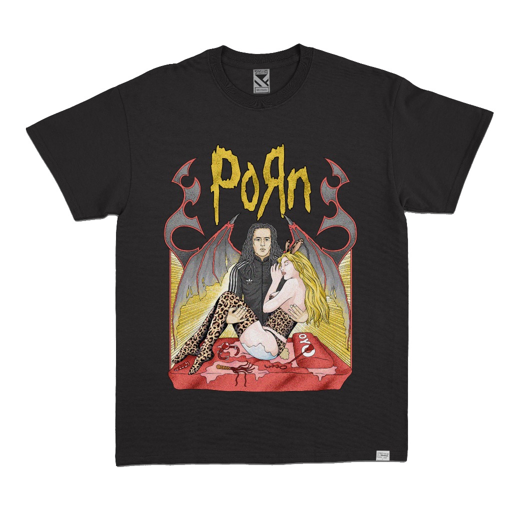ZeroTwentyTwo Kaos Porn Black | T-Shirt Band Korn Lucu Parodi Plesetan Pria Wanita Hitam Baju Tee