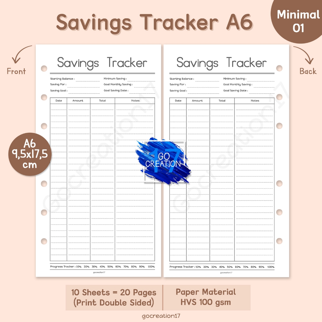 

Buku Planner Refill Kertas Isi Binder Saving Tracker Catatan Nabung Simple Minimalis A6