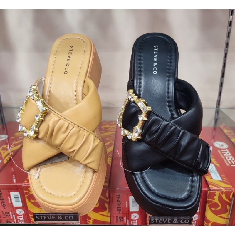 Sandal Selop Casual Wedges Wanita STEVE & CO By LAVIOLA 100% Original