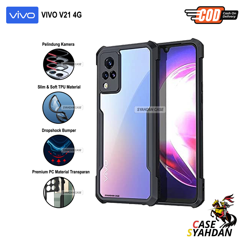Case Vivo V21 4G V21 5G Softcase Armor Transparan Pelindung Belakang Full Cover