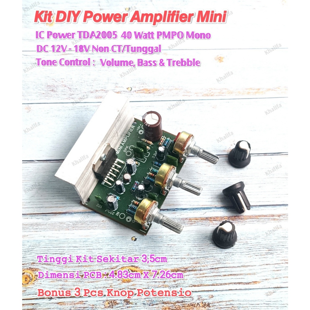 DIY PCB Kit Modul Driver Power Amplifier Mini Mono 40W TDA2005 DC 12V - 18V Non CT Speaker Aktif Akt