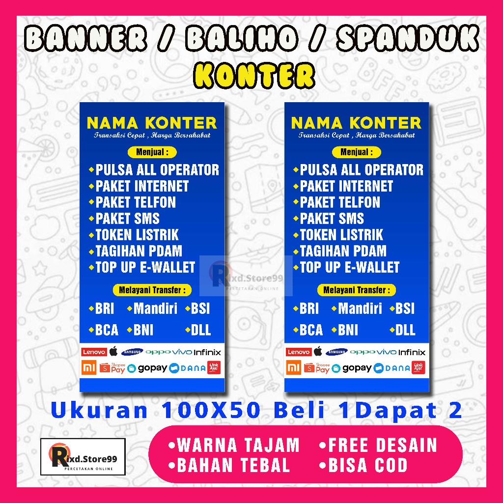 BANNER SPANDUK TOKO KONTER BELI 1 DAPAT 2 BANNER BALIHO SPANDUK BENER MURAH